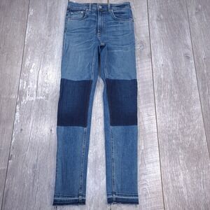 Rag & Bone Jeans Womens 28 Blue Olana High Rise Skinny Patchwork Released Hem